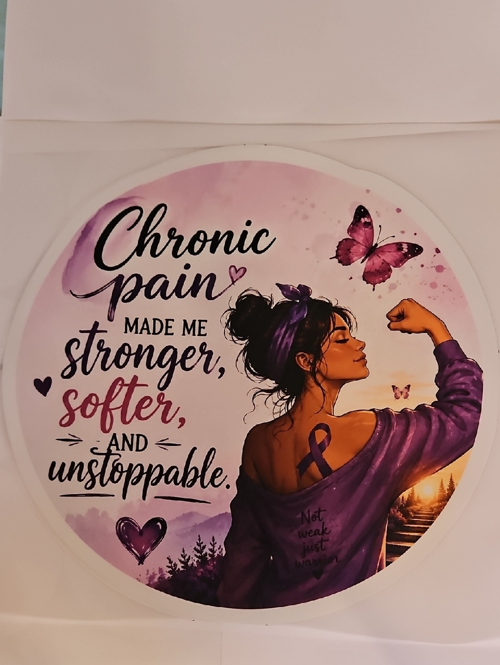 Chronic Pain Warrior DTF Transfer Iron On Applique Purple Butterfly Patch 10x10 - Picture 6 of 17